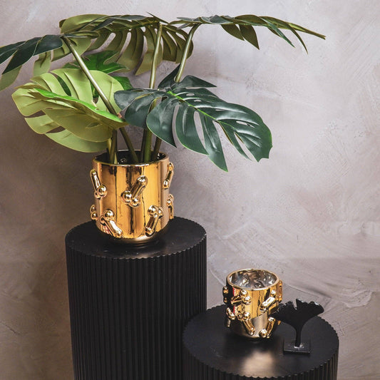 Topf - Dick - Keramik - Gold - 17,5 x 17,5 x 17,5 cm