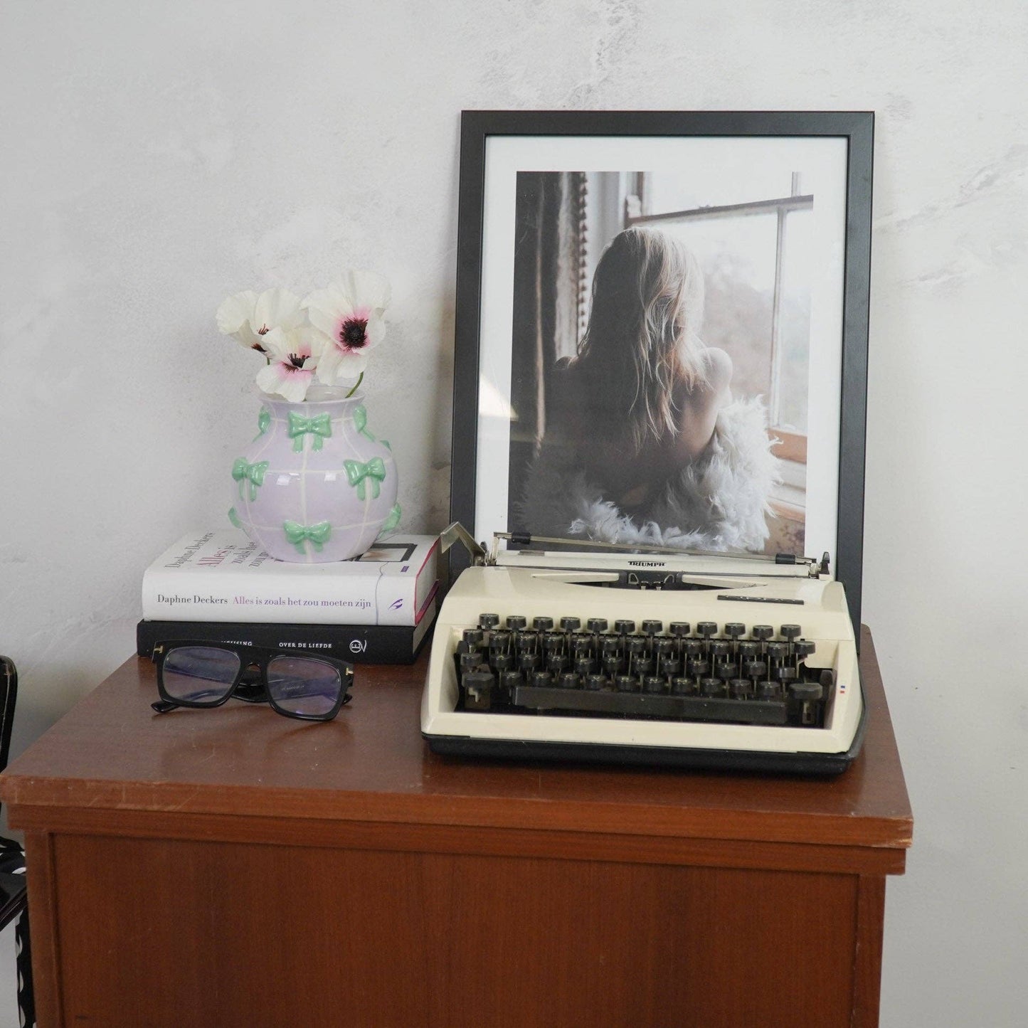 Vase - Ribbon Flower Vase - Lilac/Mint - 14.5x14.5x13cm