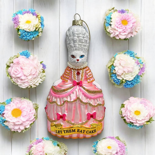 Marie Antoinette “Let Them Eat” White Cat Christmas Ornament