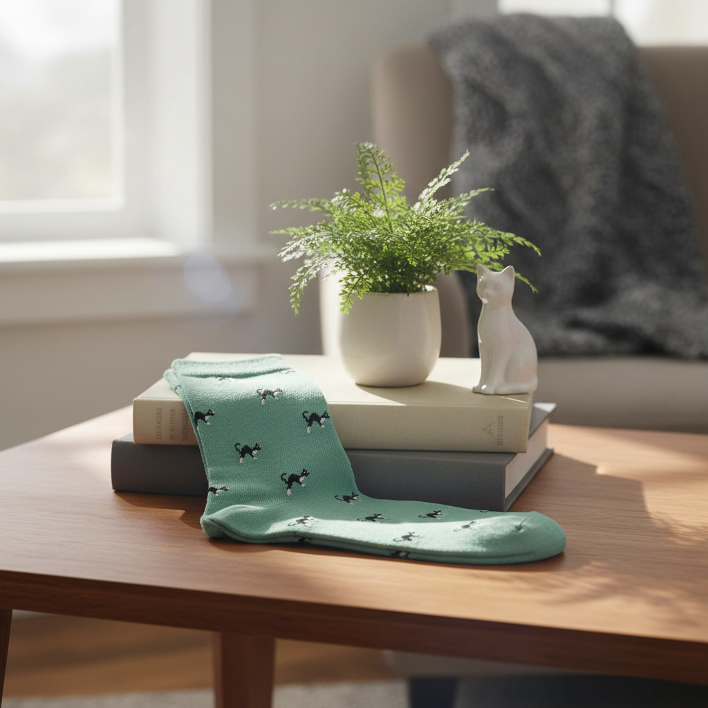 Socken mit schwarzer Katze