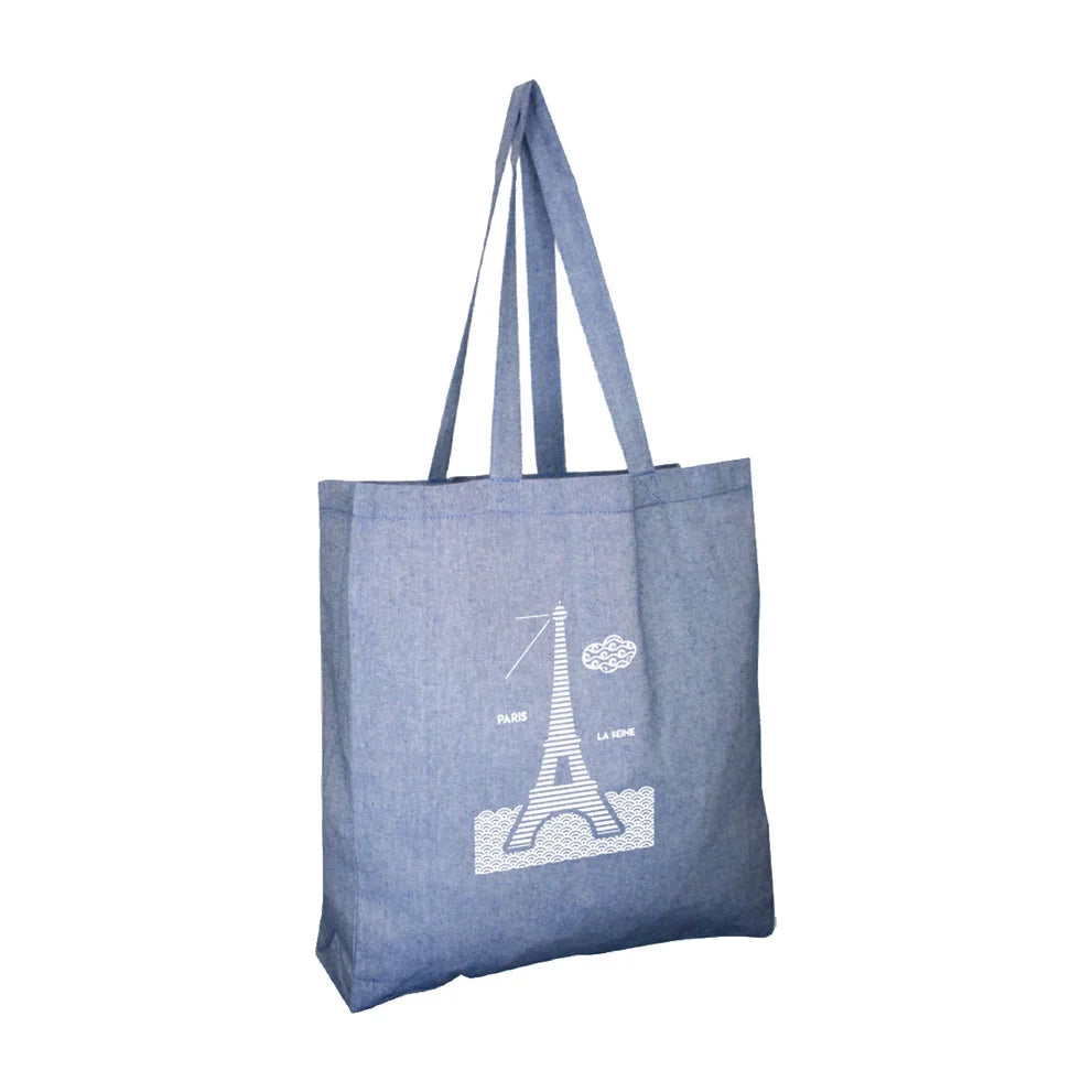 tote bag bleu la seine a paris les parisettes 95703628