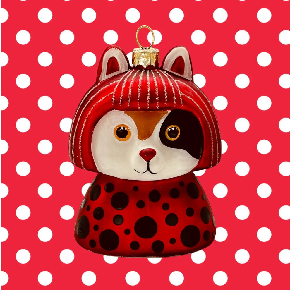 boule de noel yayoi kusameow kusama chat calico naked decor