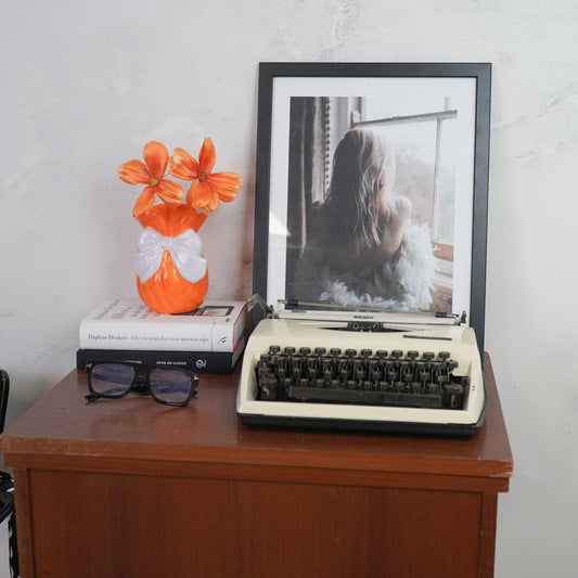 Vase - Bowl - Dolomite - Orange/Lilac - 11x10x16cm