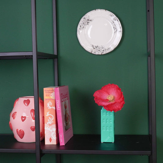 Flower vase - Home vase - Ceramic - Sea green - 5x4.5x14.5 cm