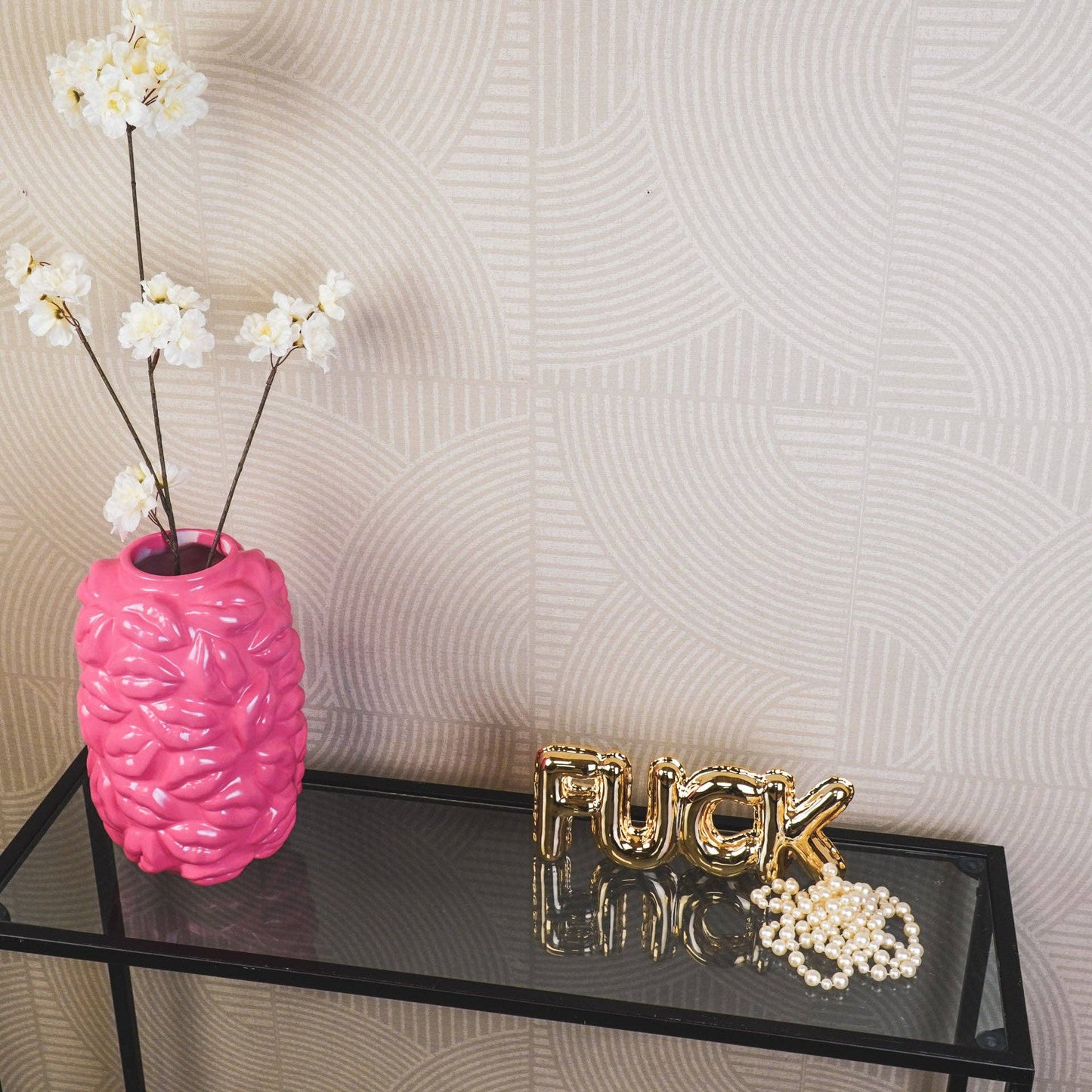 Vase - Bisous - Céramique - Rose Néon - 17x17x27cm