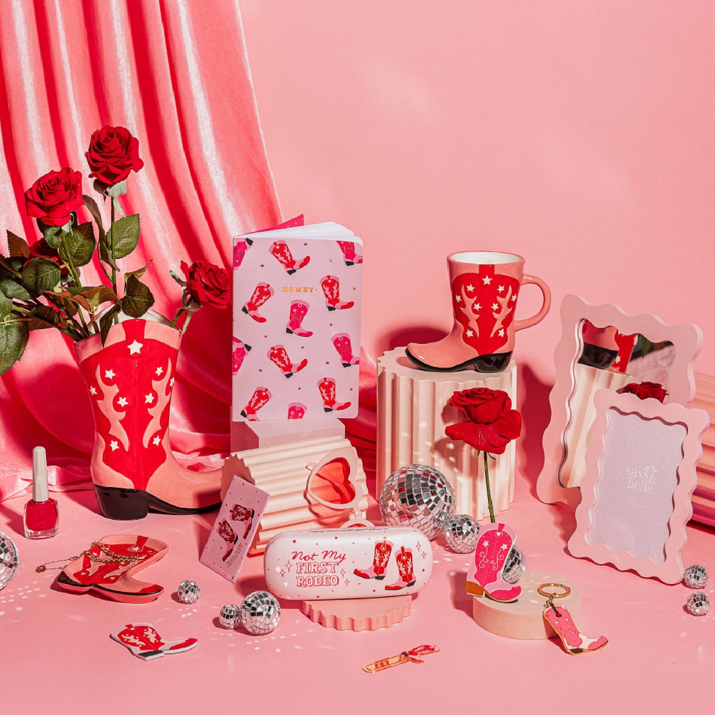 Cowboy Boot Vase - Red