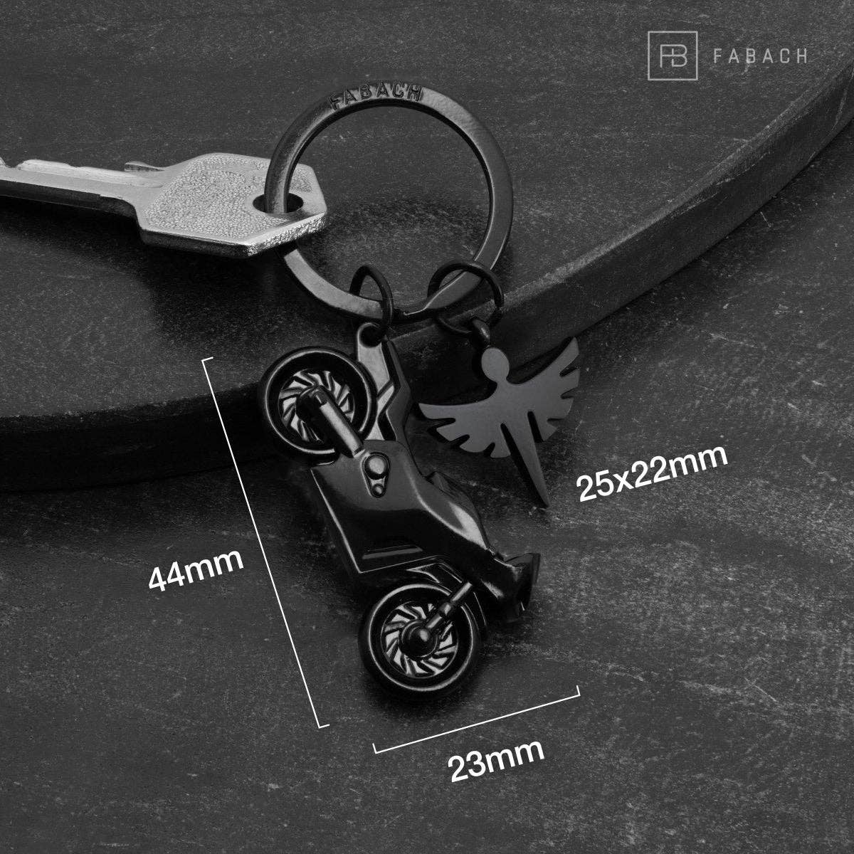 porte cles moto avec ange gardien fabach