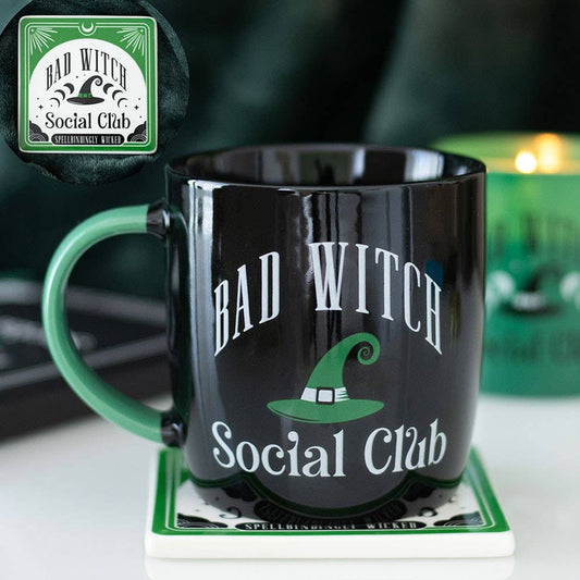 Bad Witch Social Club Cup and Coaster Set