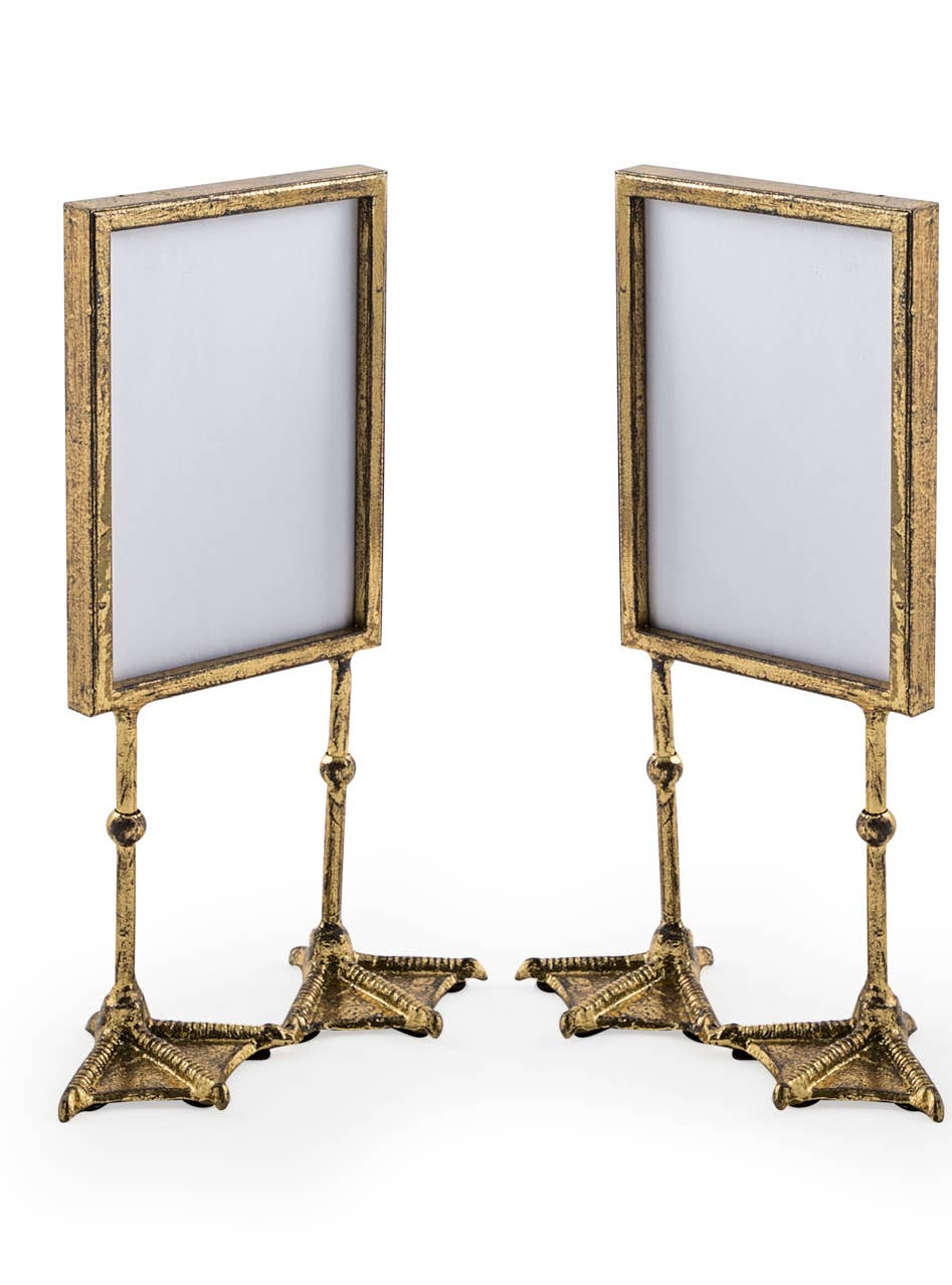 Pair of antique gilded duck foot-shaped photo frames