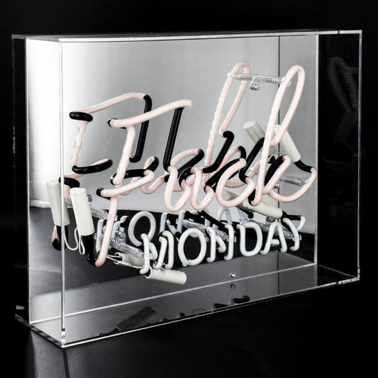 large acrylic box neon fck monday blue