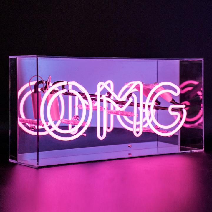 acrylic box neon omg pink