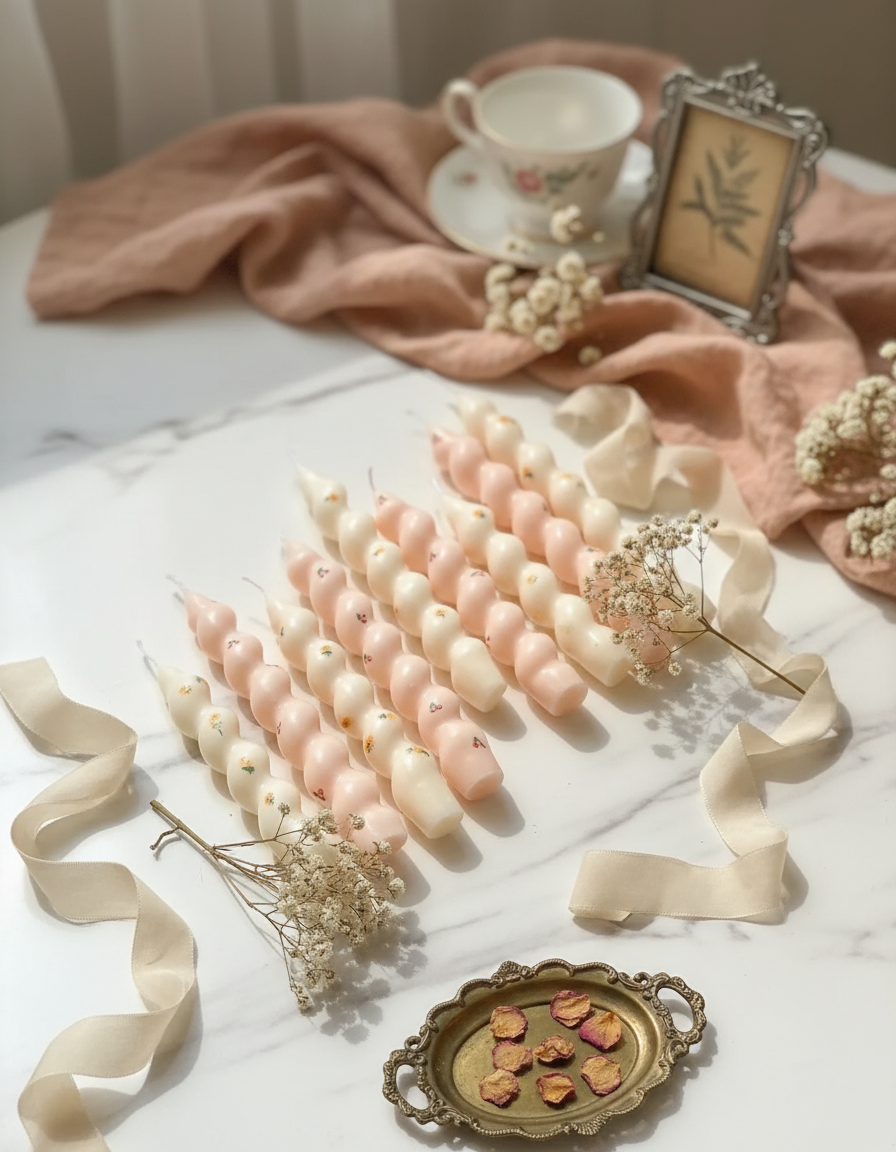 Kierretty pyöreänkukkakynttilä