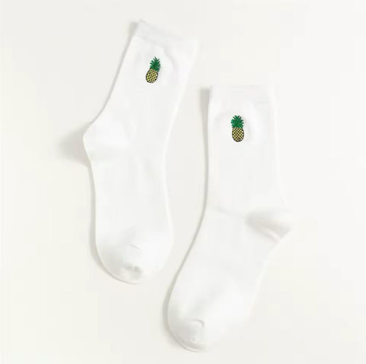 chaussettes ananas brodee