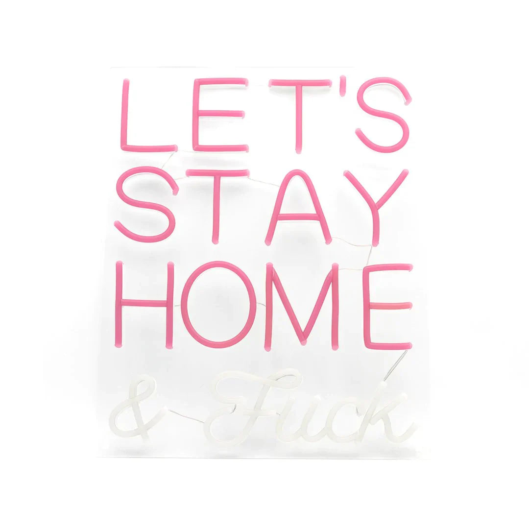 led wall neon lets stay home and f ck pink