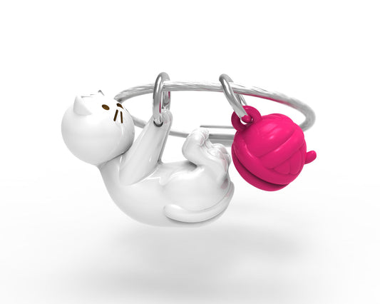 White Cat Keychain