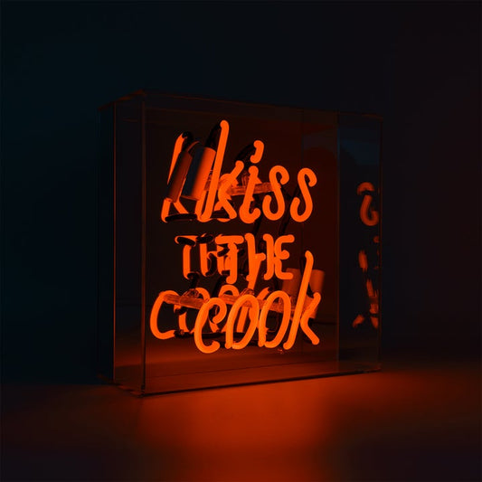 acrylic box neon kiss the cook orange