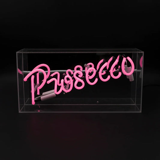 acrylic box neon prosecco pink