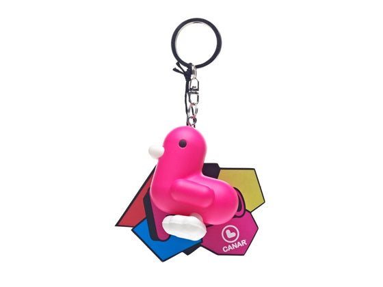 Fluorescent Pink Duck Keychain