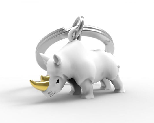 porte cles rhinoceros blanc metalmorphose