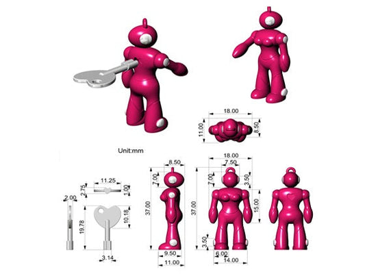 porte cles robot femme metalmorphose