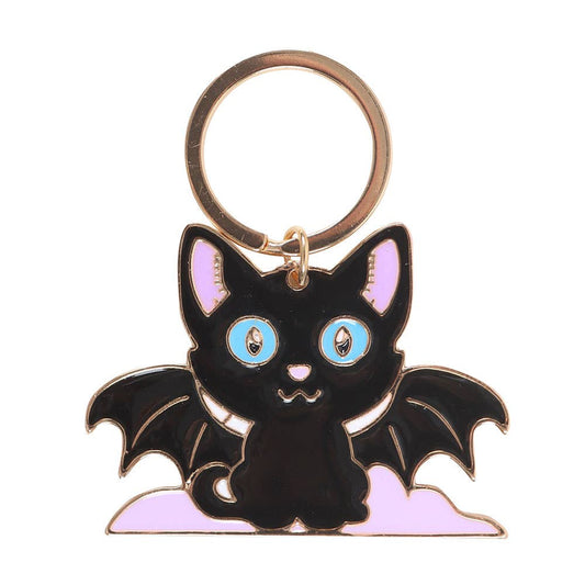 Gothic Bat Cat Keychain