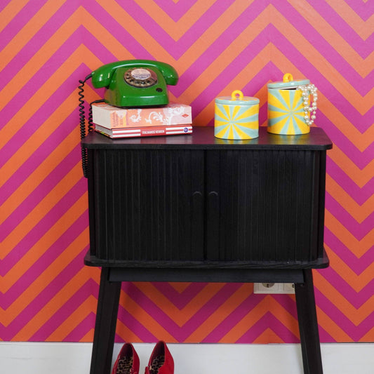 Pot déco - Tourbillon - Dolomite - Jaune/Menthe - 11x11x11,5cm