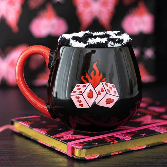 Rebel Romance Mug & Socks Set – Flaming Dice