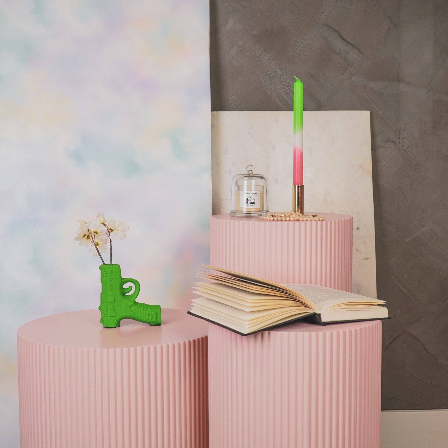 Vase - Pistol - Ceramic - Neon Green - 12x5x12cm