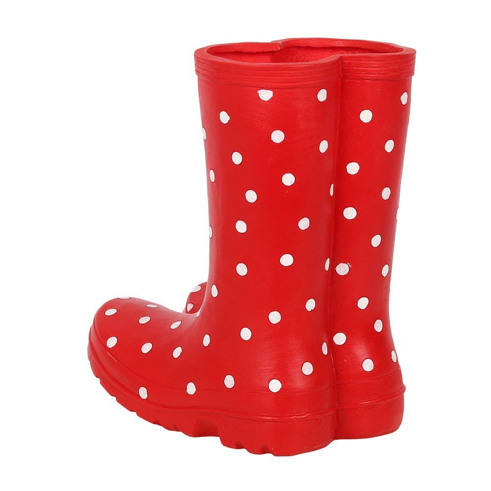 Roter Gummistiefel-Blumentopf