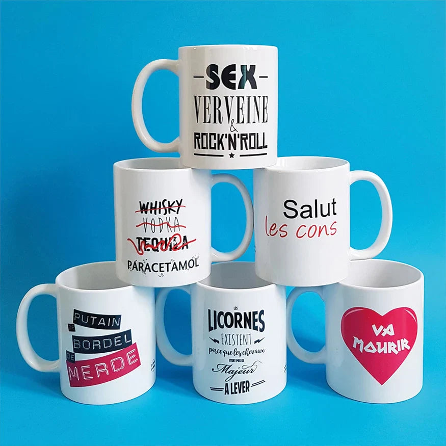 mug putain de bordel de merde de carton et detoiles