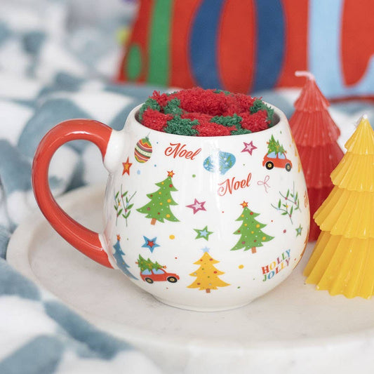 Nostalgic Christmas printed mug and sock set