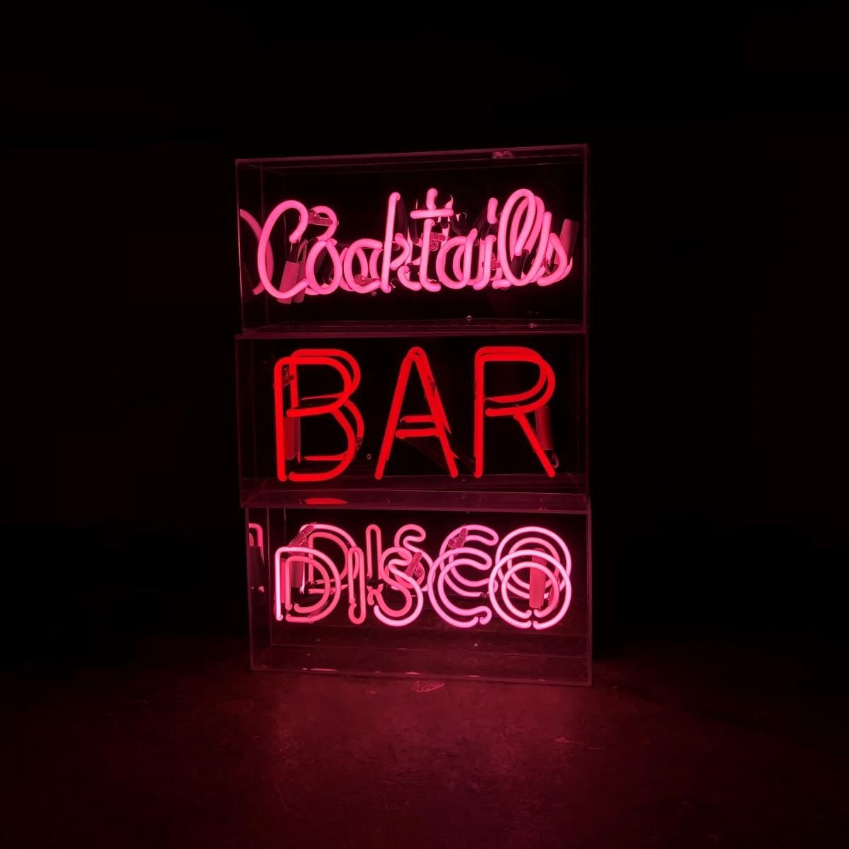 acrylic box neon cocktails pink