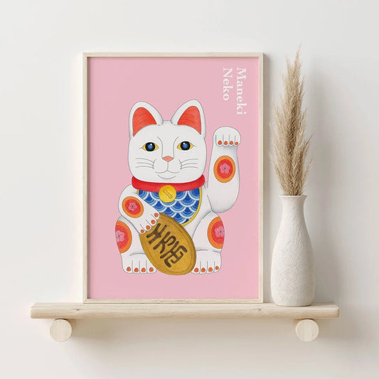 artprint chat chanceux blanc lcc