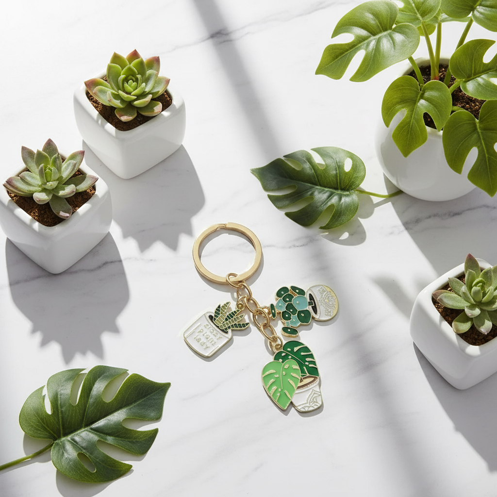 Succulent Plant Keychain