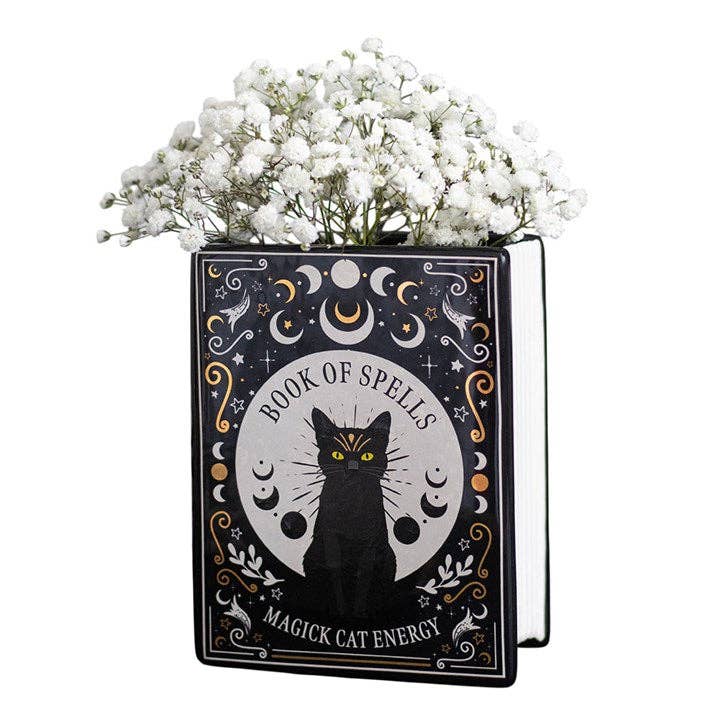 Vase à fleurs en forme de livre « Magie du Chat Noir »