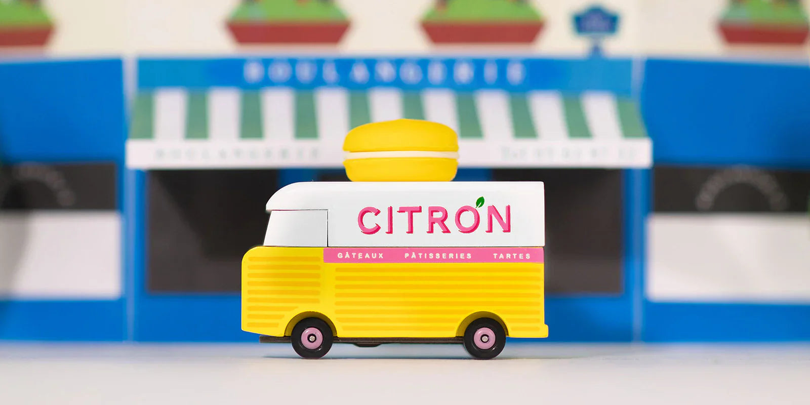 Camionette en Bois Candycar World - Van Macaron Citron