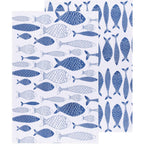 Lot de 2 torchons à vaisselle Floursack bleu roi à motif de poissons | Design e regali originali