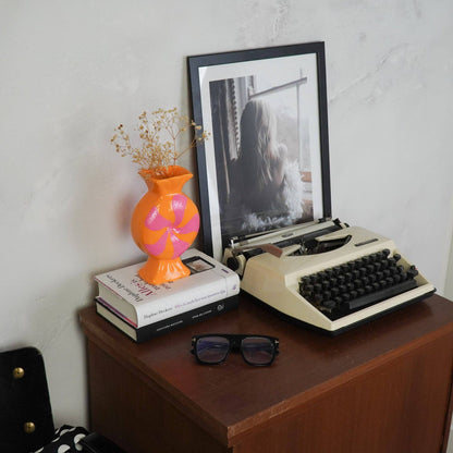 Flower Vase - Toffee Candy - Ceramic - Pink/Orange - 12x6.5x20cm