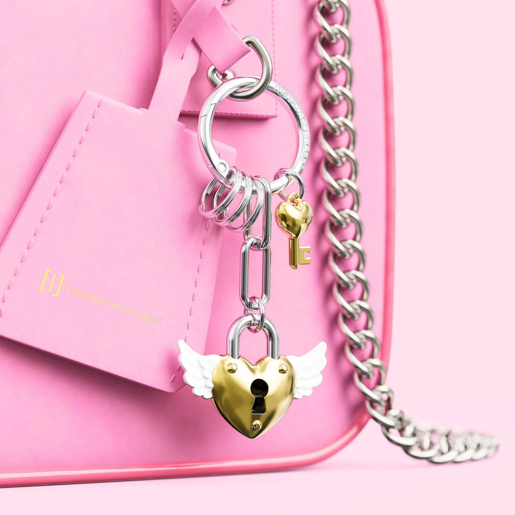 Porte-clés charms Cadenas cœur doré