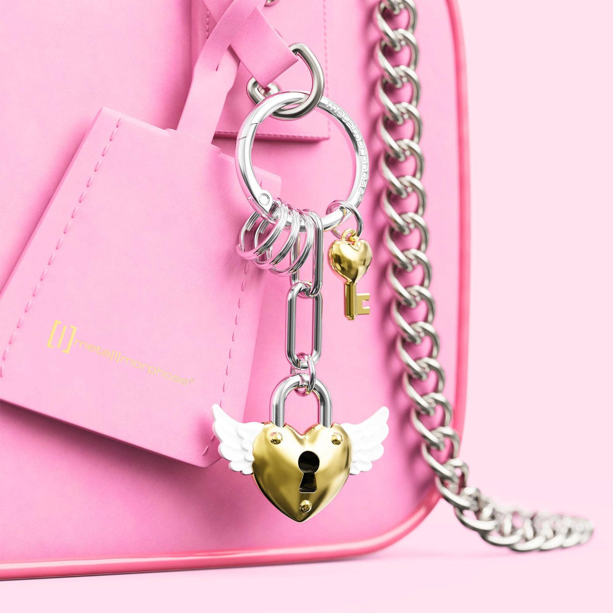 Porte-clés Charms Cadenas Cœur Doré