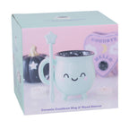 Mug d'Halloween Chaudron kawaii vert menthe avec touillette en forme de baguette