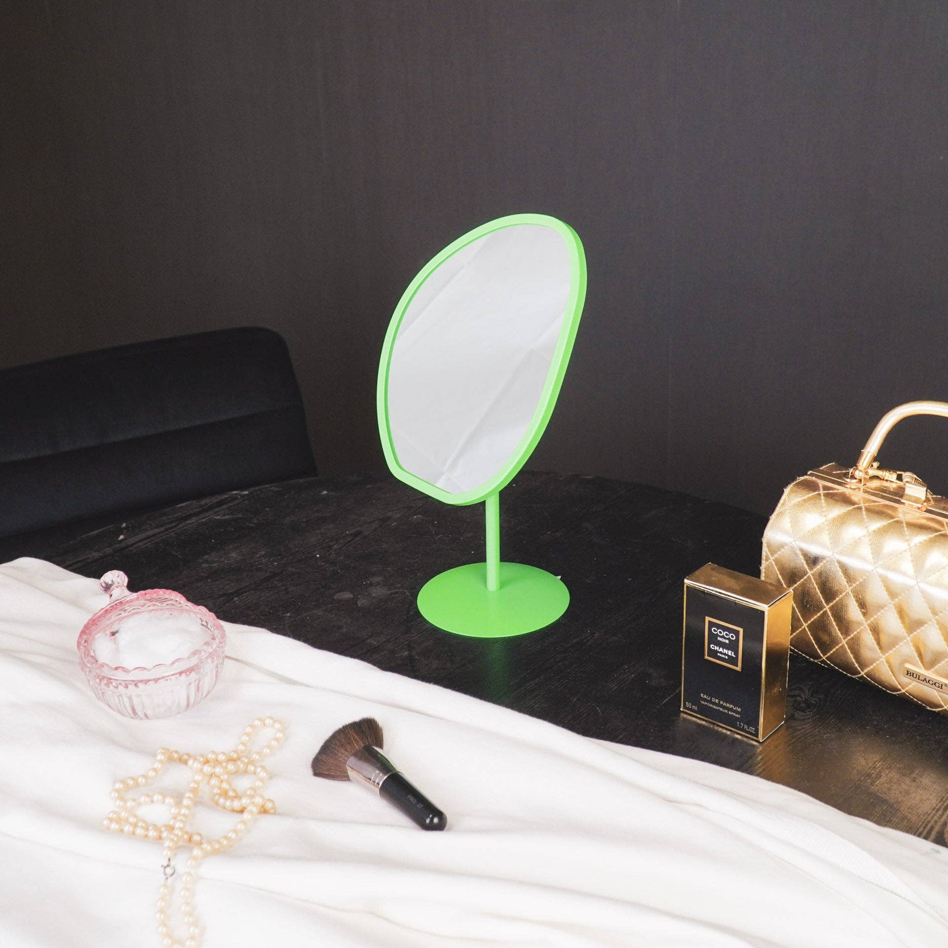 Miroir de maquillage - Rond - Vert - 16,5x12x31,5cm | Designproducten en originele cadeaus