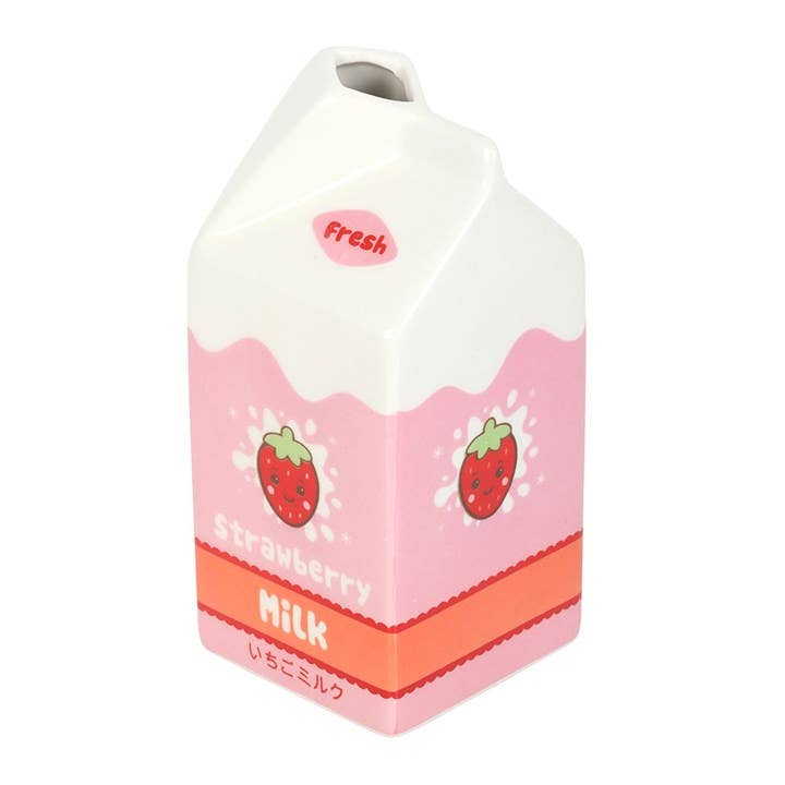 Strawberry Milk Carton Vase