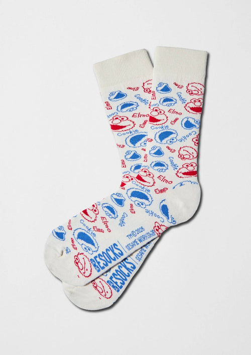 Chaussettes BeSesameStreet Visages d'Elmo et de Cookie - coton biologique – Besocks