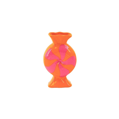 Flower Vase - Toffee Candy - Ceramic - Pink/Orange - 12x6.5x20cm