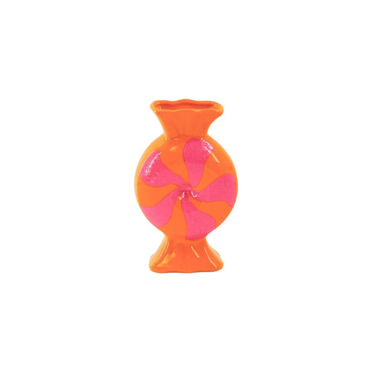 Vase à fleurs - Bonbon Toffee - Céramique - Rose/Orange - 12x6,5x20cm