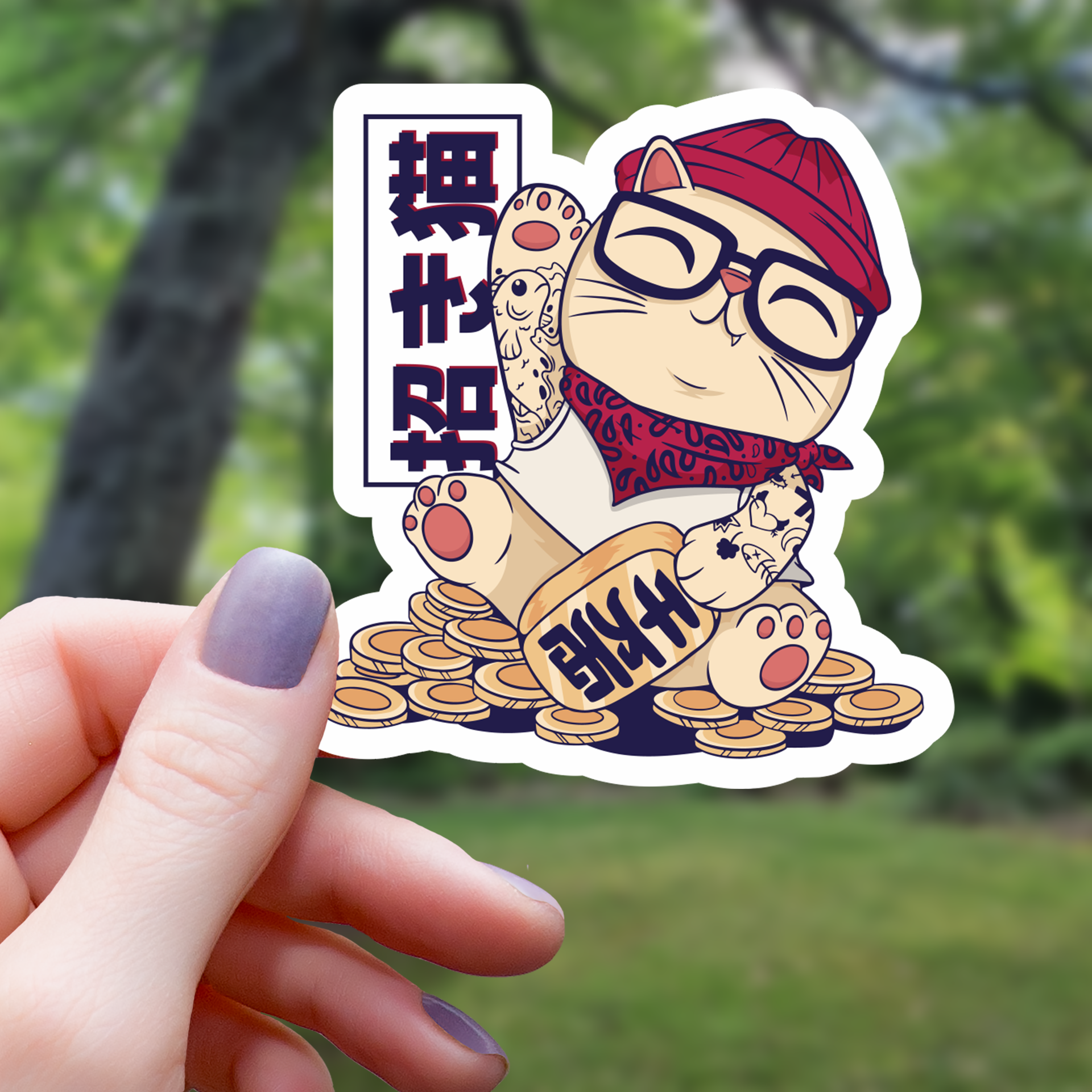 Sticker Chat Chanceux Hipster | Oggetti di design e regali originali