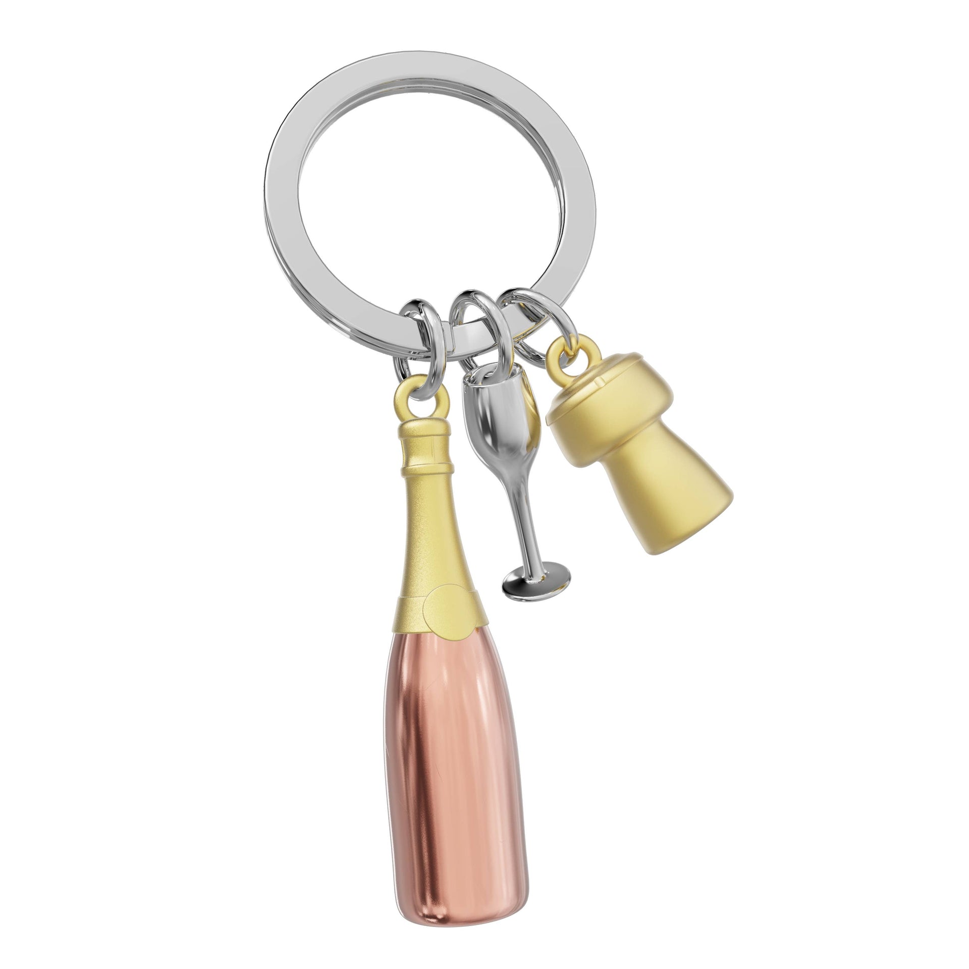 Oggetto regalo di design – porte cles champagne rose gold metalmorphose