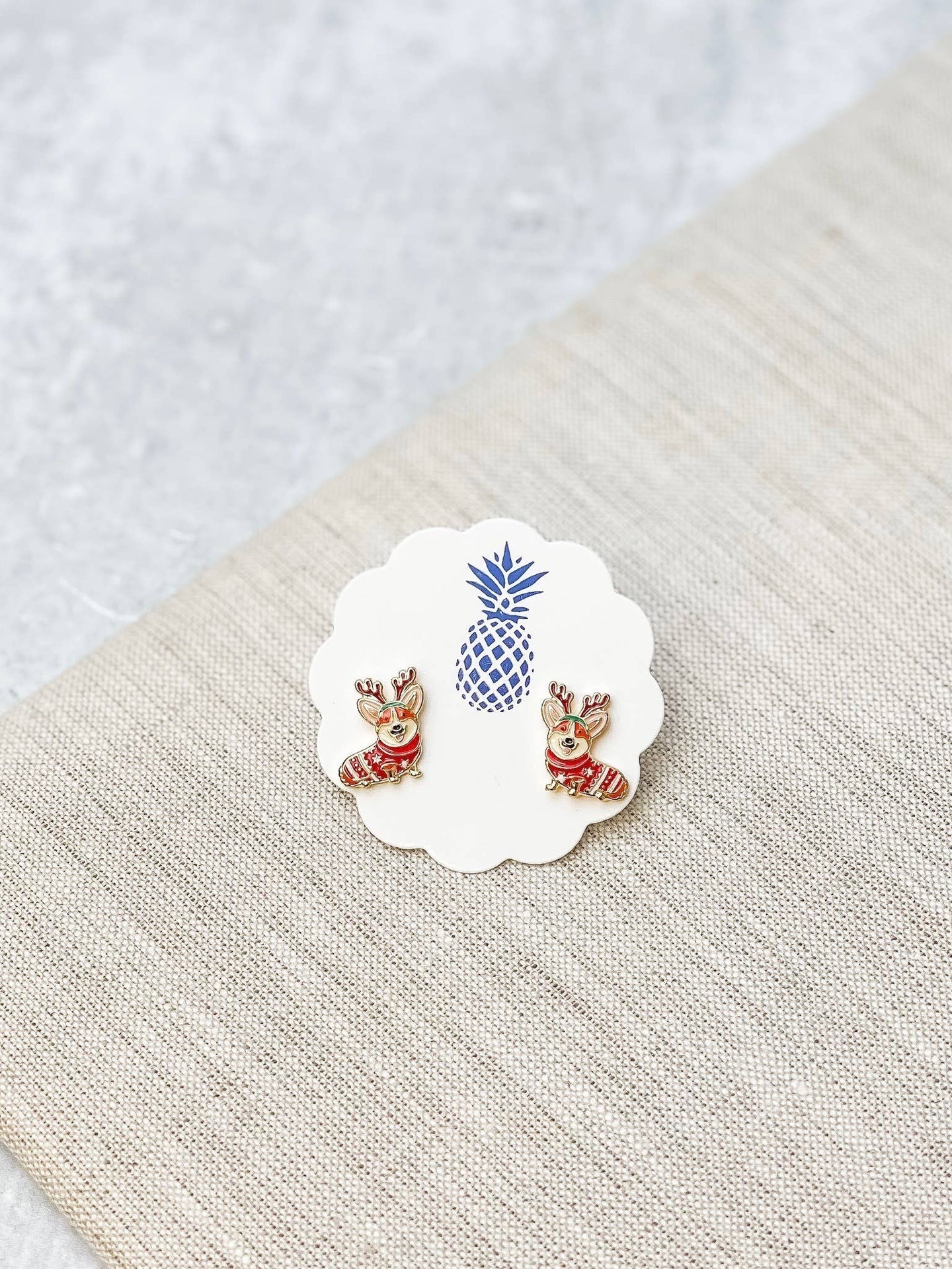 Designcadeau – Boucles d'oreilles Corgi de Noël