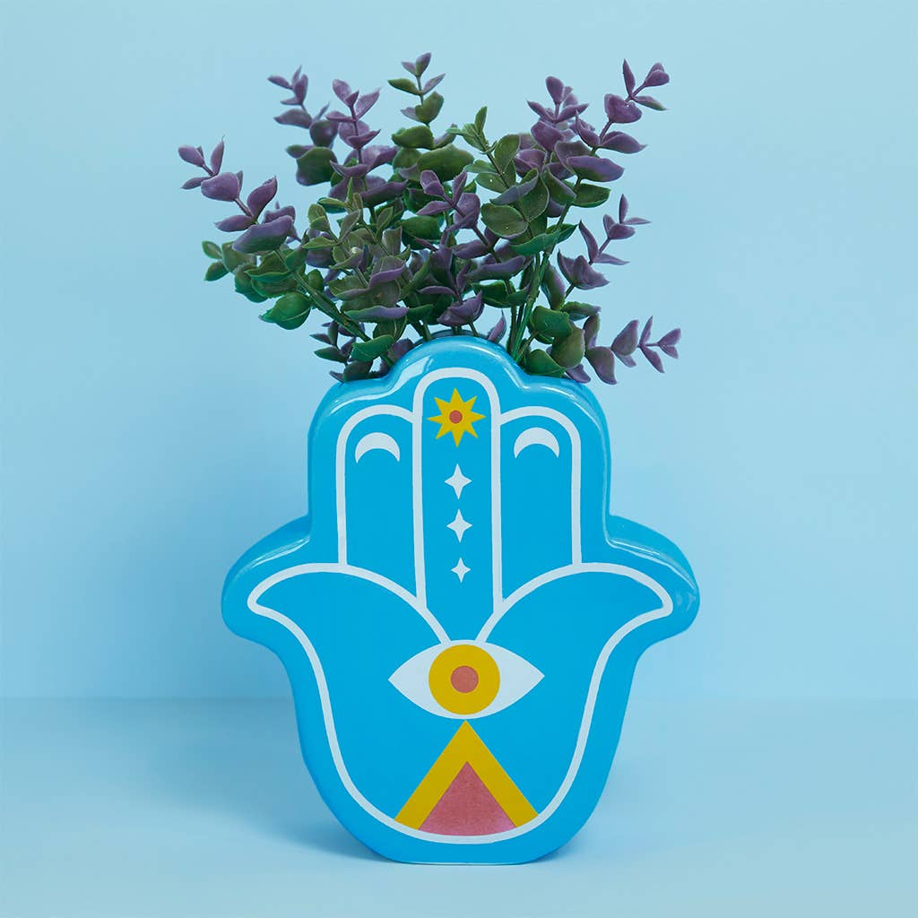 Vase Lucky Hand bleu